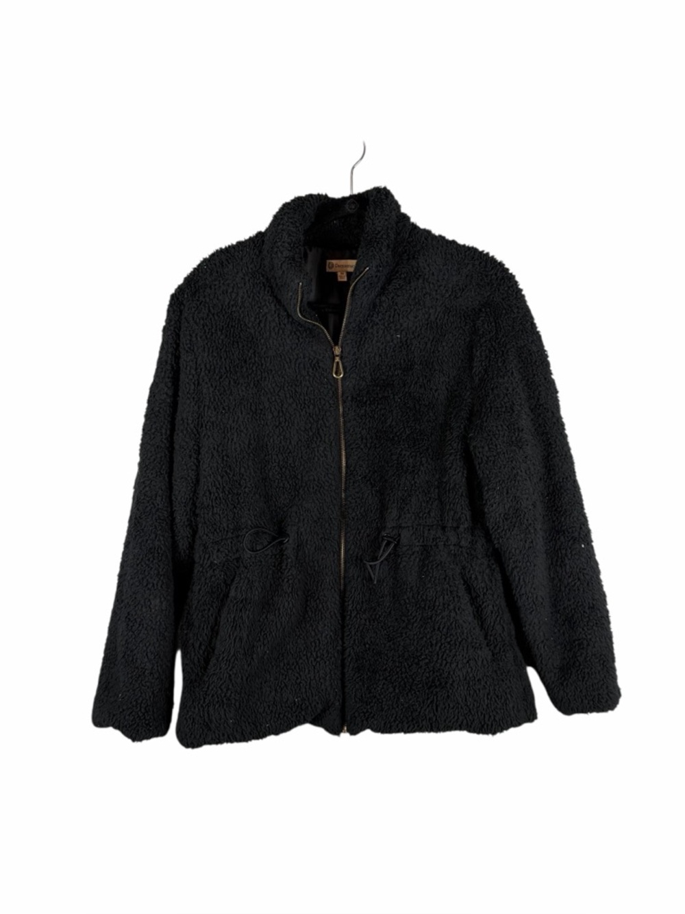 Democracy Black Sherpa Zip Front Jacket Drawstring Waist Size M